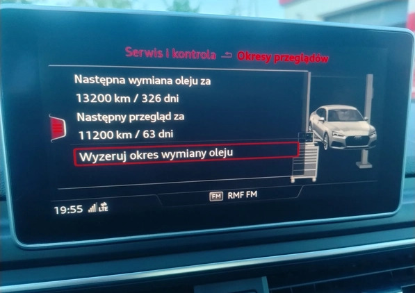 Audi A5 cena 163000 przebieg: 49000, rok produkcji 2019 z Piaseczno małe 631